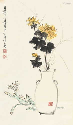 徐子鹤（1916～1999） 甲寅（1974）年作 瓶花 立轴 设色纸本