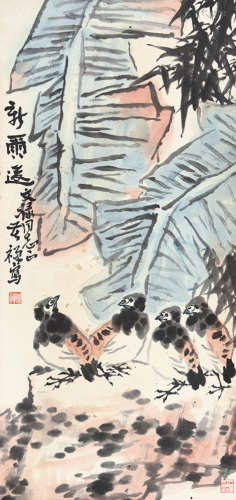 李苦禅（1899～1983） 新雨后 立轴 设色纸本