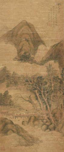 钱杜（1764～1844）（款） 庚午（1810）年作 秋山烟霭 立轴 设色绢本