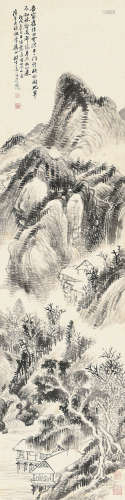 姜筠（1847～1919） 丙戌（1886）年作 白云林壑 立轴 水墨纸本
