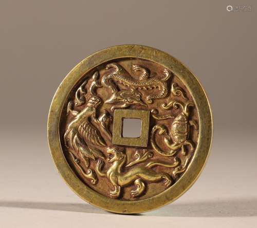 Silver gilded Zhuque Xuanwu coins of Liao Dynasty