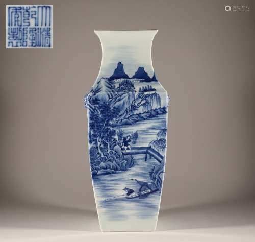Qing Dynasty Qianlong landscape figure vase
