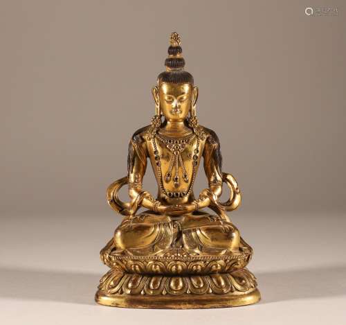 Bronze gilded statue of wuliangshou Buddha