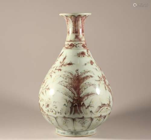Ming Dynasty underglaze red jade pot spring bottle