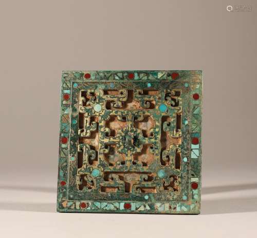 Bronze mirror inlaid with pine stone in the war and Han Dyna...