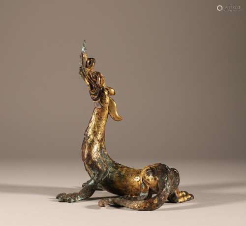 Bronze gilded dragon of Han Dynasty