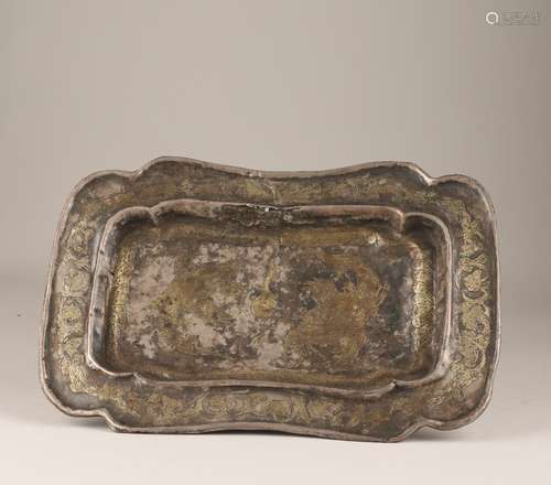 Silver gilded Capricorn plate of Liao Dynasty