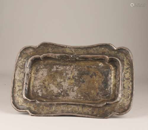 Silver gilded Capricorn plate of Liao Dynasty