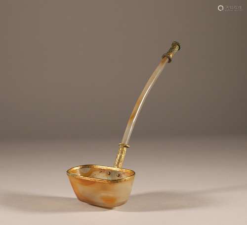 Liao Dynasty bronze gilded agate spoon