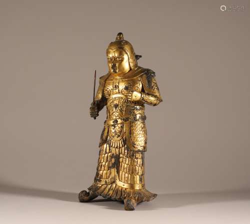 Bronze gilded gate god of Liao Dynasty
