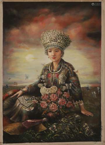 Oil painting of Chinese women