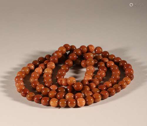 Red Jade Buddha beads in Qing Dynasty