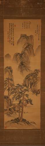 Wang Jian's silk landscape painting in Qing Dynasty