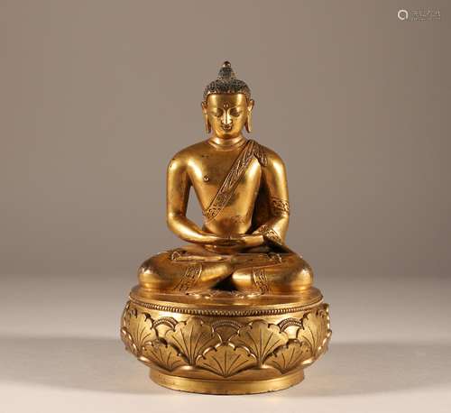 Copper gilded statue of Sakyamuni