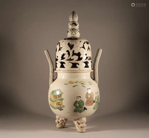 Three color double ear stove of Liao Dynasty