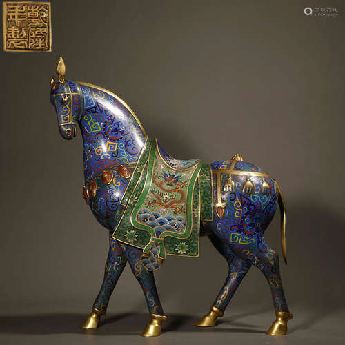 Qing Dynasty Cloisonne Horse-shaped ornaments