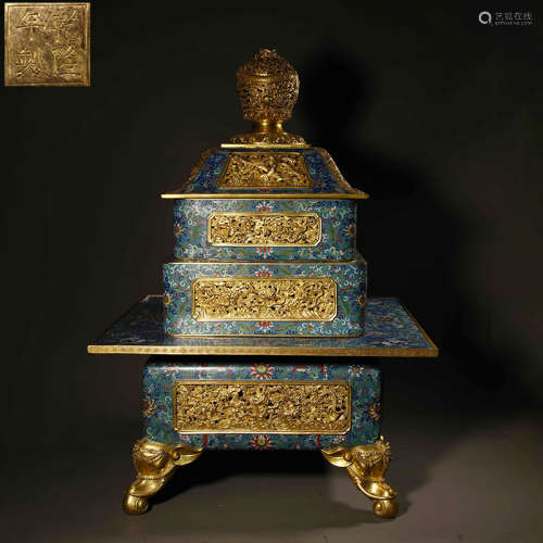 Qing Dynasty Cloisonne Dragon head aromatherapy burner