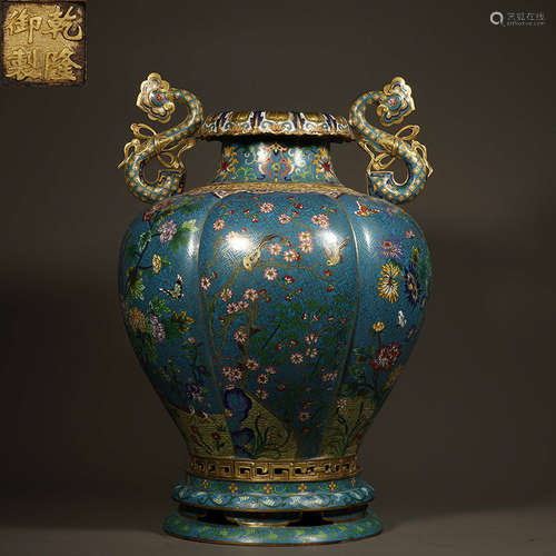 Qing Dynasty Cloisonne Flower Statue