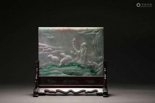 Qing Dynasty Emerald Characters figure screen