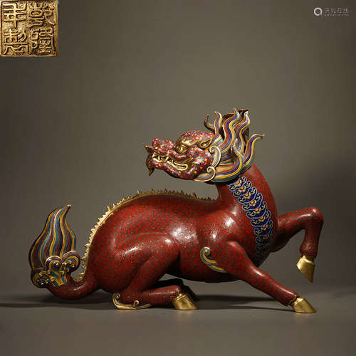 Qing Dynasty Cloisonne Kirin ornaments