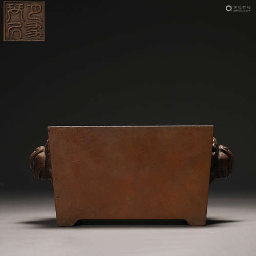 Ming Dynasty Bronze Square Furnace