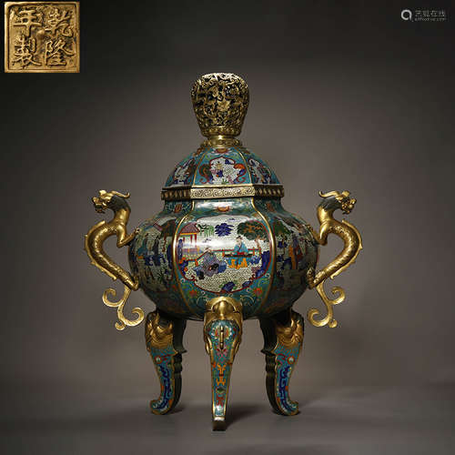 Qing Dynasty Cloisonne figure Aromatherapy Oven