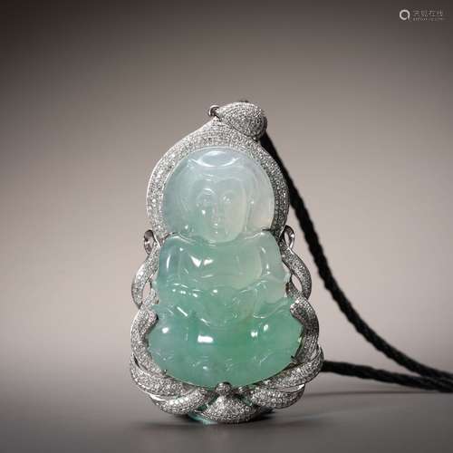 Emerald K gold Guanyin Buddha pendant