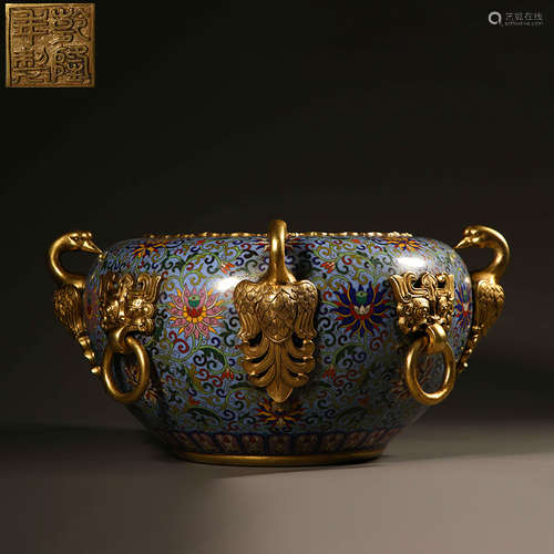 Qing Dynasty Cloisonne Animal head Jar