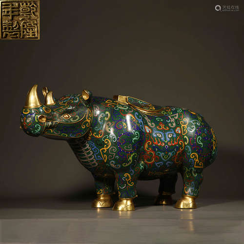 Qing Dynasty Cloisonne Rhino Ornaments