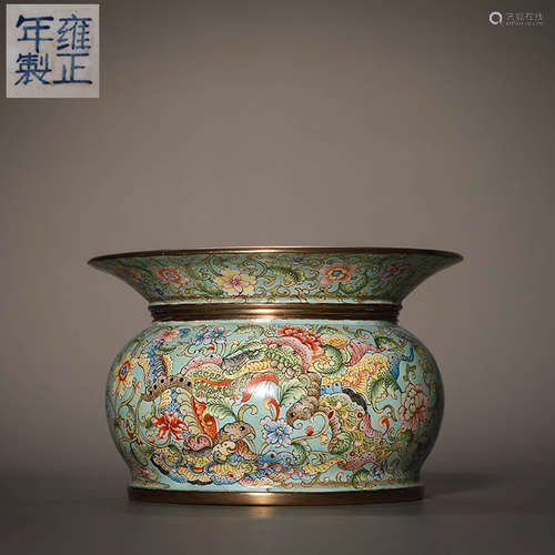 Qing Dynasty painted enamel flower and insect jar