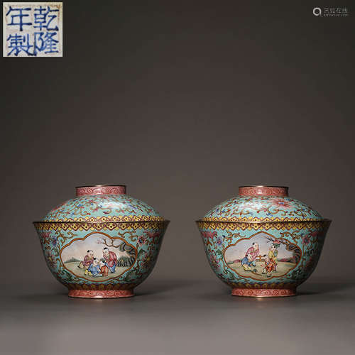 Qing Dynasty painting enamel figure cup