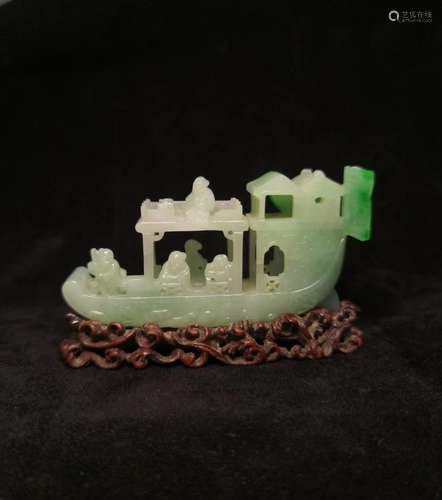 Qing Dynasty Emerald Ship Decoration