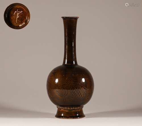 Song Dynasty sauce glaze long neck bottle