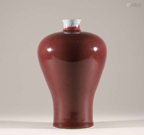 Red glazed plum vase of Qing Dynasty