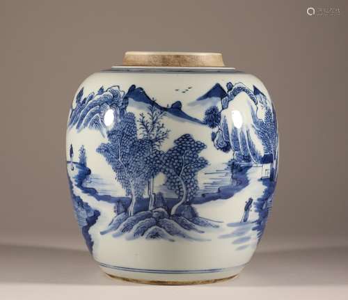 Qing Dynasty Kangxi landscape figure jar