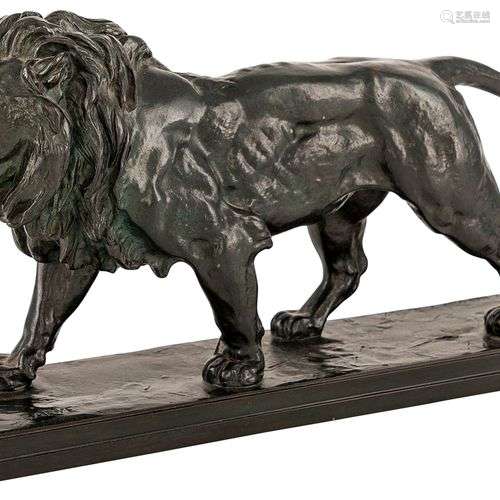 Antoine Louis Barye (1796-1875)Lion qui marche (avec plinthe...