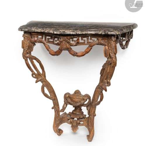 Petite console en chêne (peint à l’origine), la ceinture ajo...