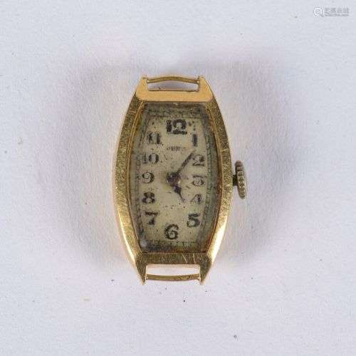 Boîtier de montre de dame de forme tonneau en or jaune 750 m...