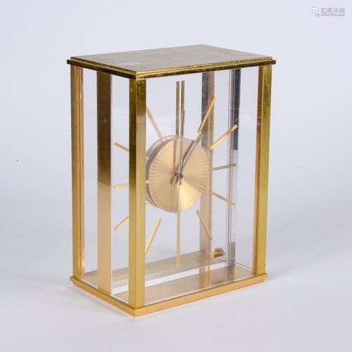 Pendule cage Imhof suisse en laiton et plexiglass, vers 1970...