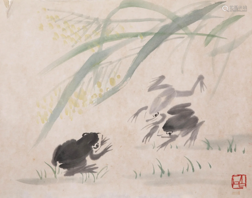 Chinese Frogs Paper Painting