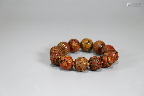 Carved Lacquer Beads Hand String