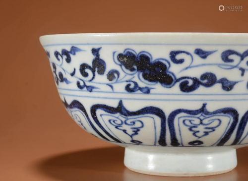 Blue and White Dragon and Cloud Bowl