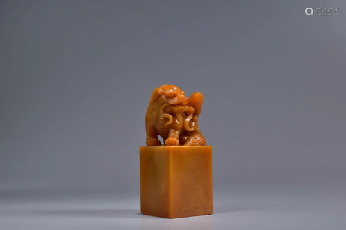 Carved Tianhuang Stone Mythical Beast Seal