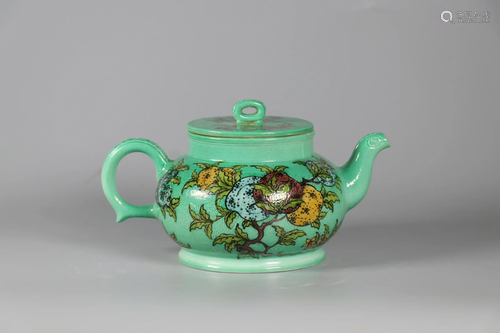 Sancai Glaze Peaches Tea Pot