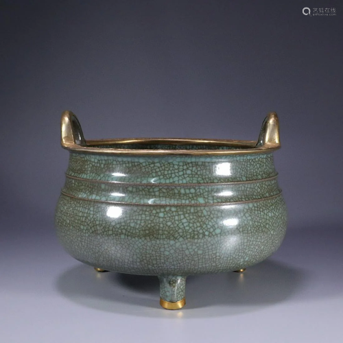 Bronze Coating Gilt Bronze Tripod Censer