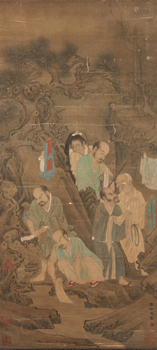 Chinese Figure Painting Silk Scroll