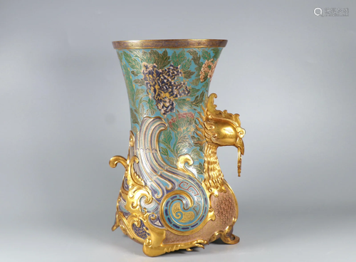 Cloisonne Enamel Phoenix-Form Zun Vase