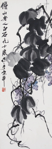 Chinese Grapevine Paper Painting Scroll