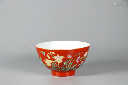 Falangcai Glaze Flower Tea Bowl