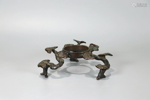 Bronze Tripod Lingzhi-Form Stand